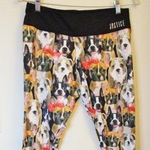 Justice Active Girls Dog Puppy Leggings Black/Multi-color, Stretch, Size 16 Plus